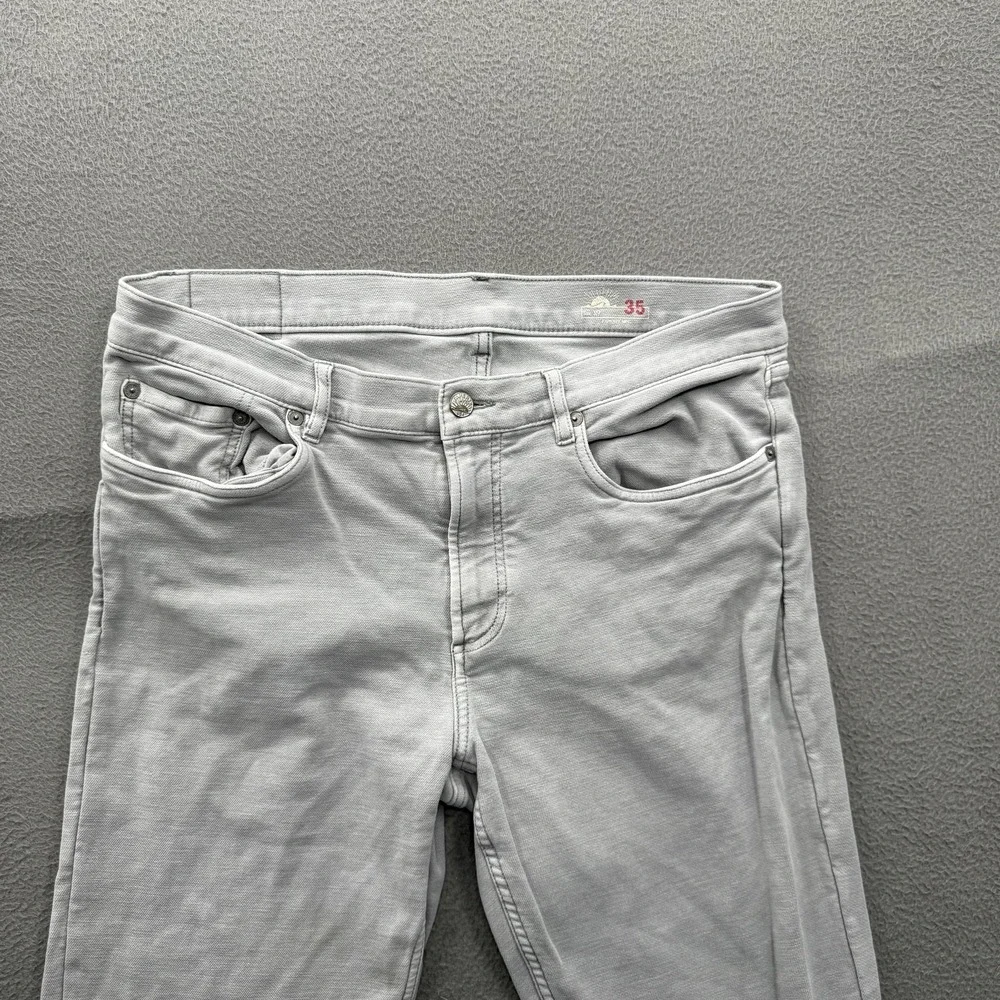 Faherty Brand Jeans Mens 35x32 (Fits 34/32) Gray Slim Straight Stretch Denim.